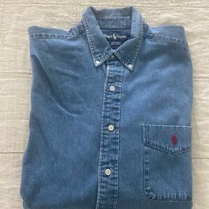 Ralph Lauren Men’s Button Down Denim Long Sleeve Large Shirt Pre-Owned